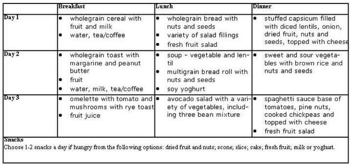 sample meal plan vegetarian