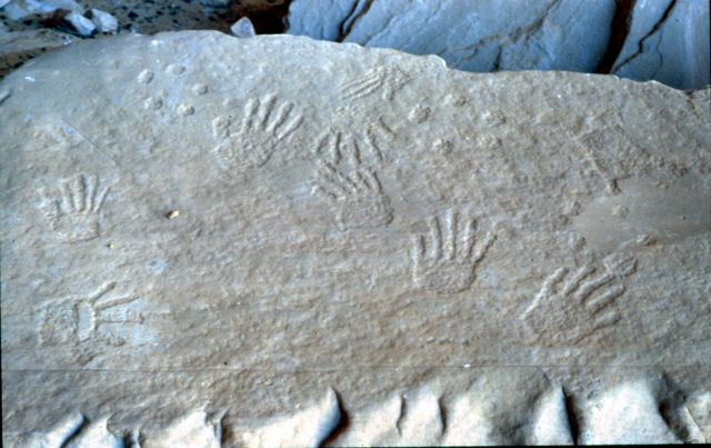 the first farmers (Basket Maker II) left their hand prints in a rock shelter