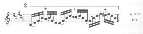 Kling preface excerpt 1--passage of notes mostly playable on the 2nd valve, except for a-sharp' which is marked stopped