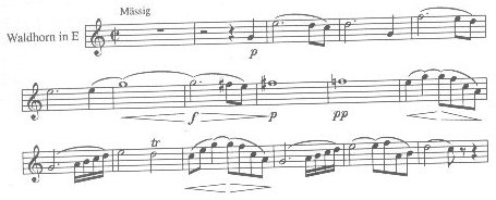 Schubert, Auf dem Strom, mm. 1-17--solo Waldhorn in E