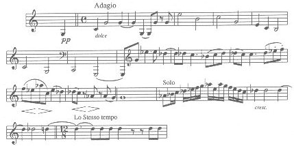 Beethoven, Symphony No. 9, mvt. III, mm. 83-99--the famous 4th horn solo passage