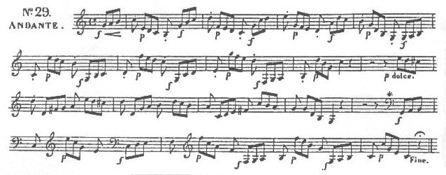 Kopprasch, Etudes, Op. 6, etude no. 29, mm. 1-18