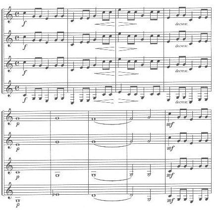 Schubert, Nachtgesang im Walde, mm. 182-190--four horns in E