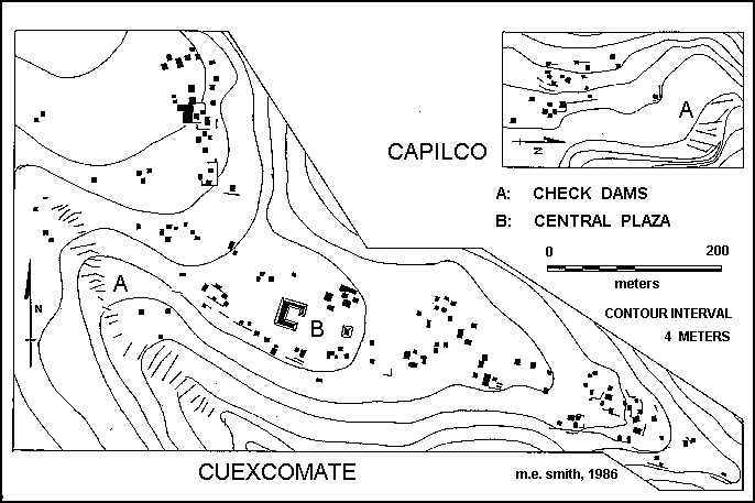 Map of Cuexcomate and Capilco