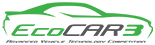 Green car with green and black lettering EcoCAR 3 logo